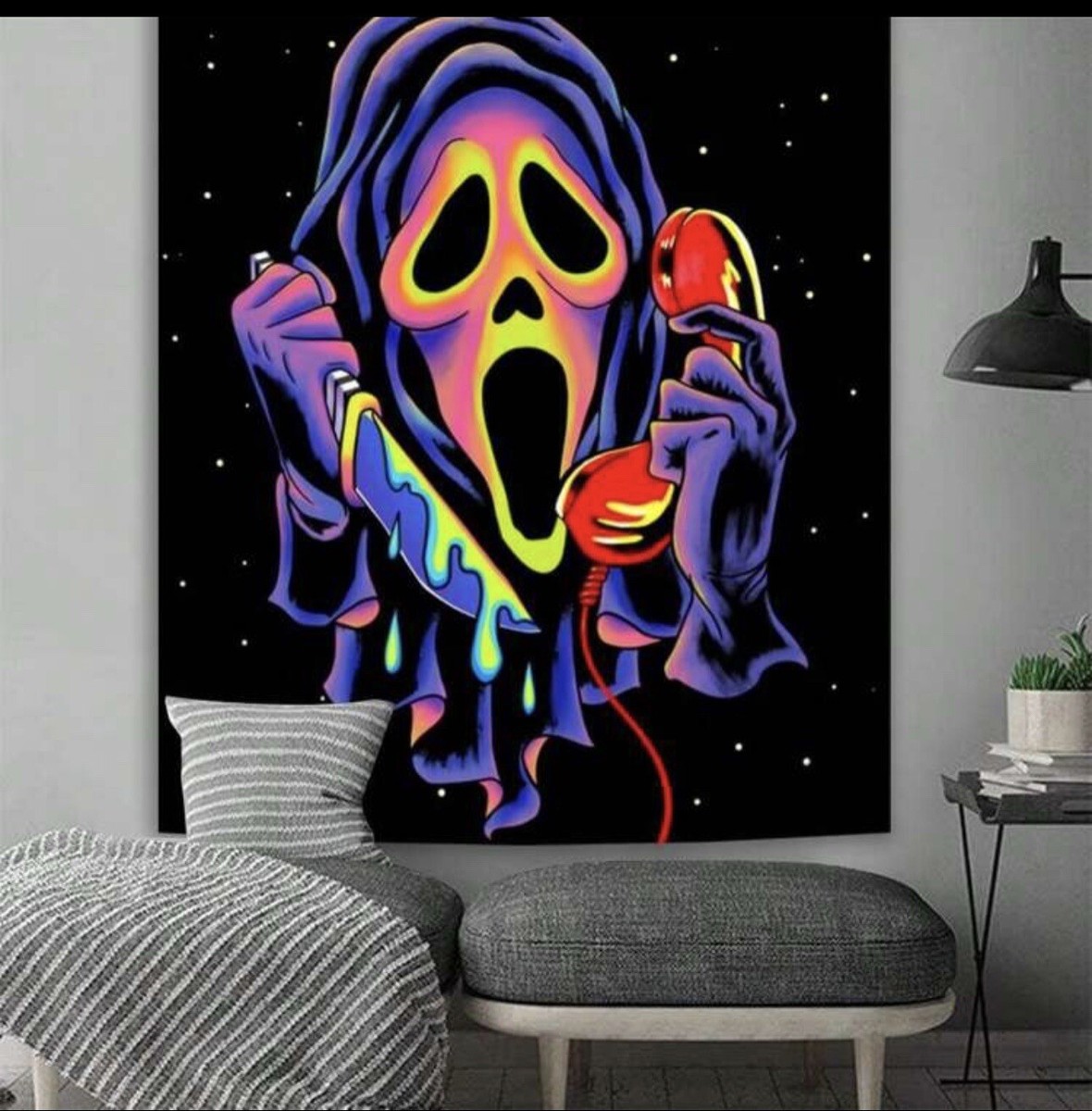 Tapestry black light horror face new large glow in dark tapestries New