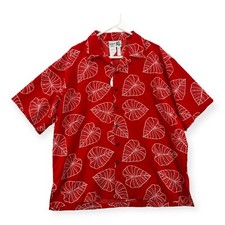 Makani Shirt Mens XL Red Button Up Short Sleeve Floral Hawaiian Aloha NEW