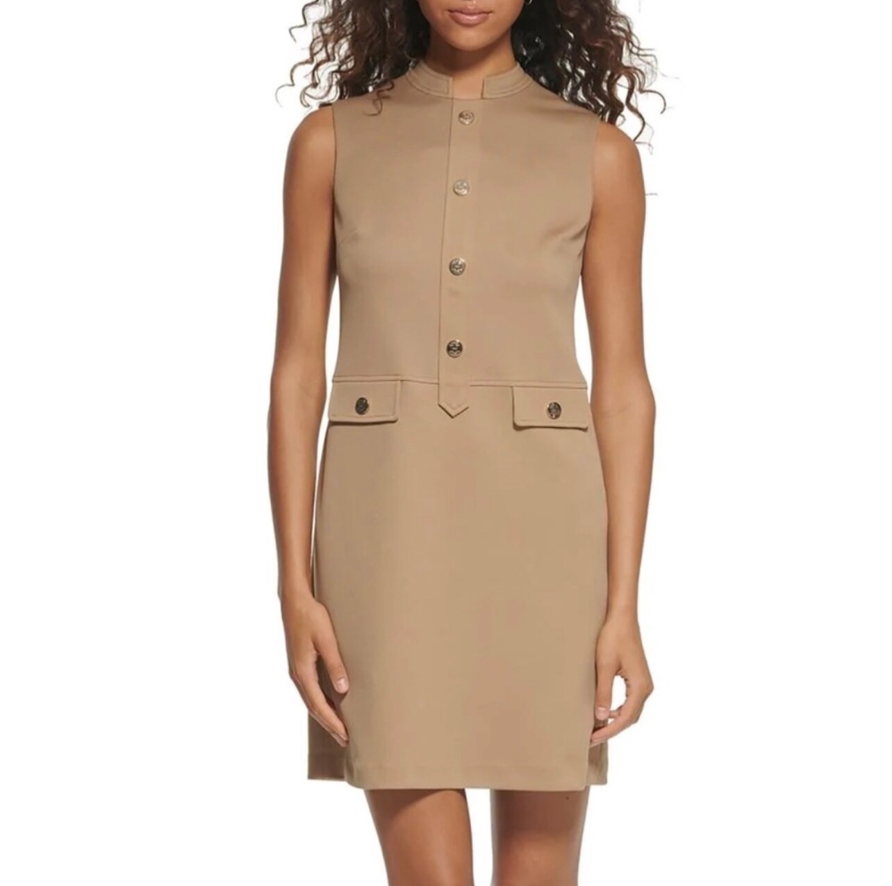 NWT Tommy Hilfiger Tan Khaki Sleeveless Casual Classic Mini Dress size 14
