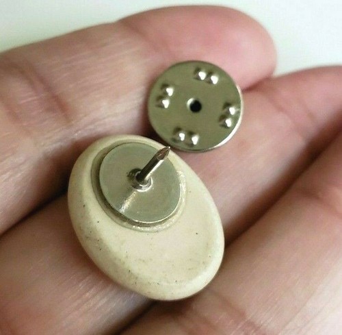 Vtg 18 Oval Pebble Rock Blanks 13/16" Pin Lot for Crafts Silver Tone Tie Tack - Picture 4 of 9