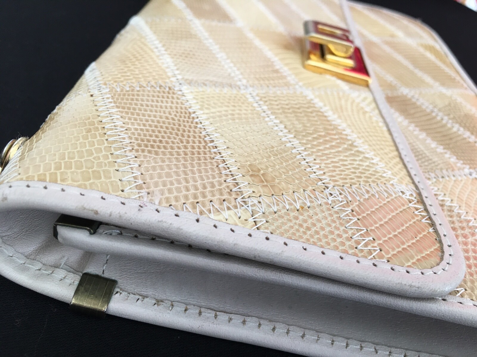 Vintage Lizard Patchwork Handbag - image 9