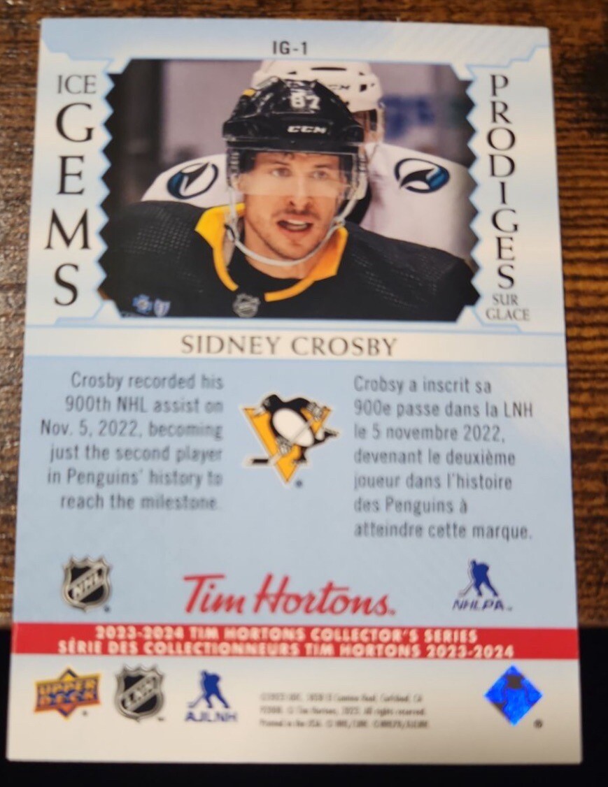 🔥 2023-24 UD TIM HORTONS ICE GEMS SIDNEY CROSBY SSP INSERT CARD