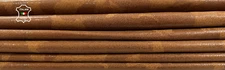 BROWN DISTRESSED SHINY LINES PRINT Soft Lamb leather 2 skins 14sqf 0.7mm #C3793