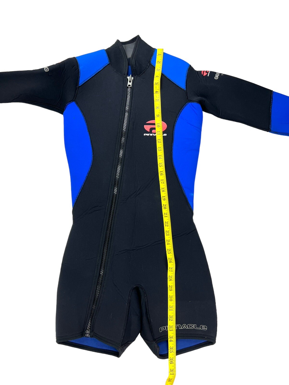PINNACLE Escape 7 MM Black Blue Zip Front Long Sleeve Shorty Diving