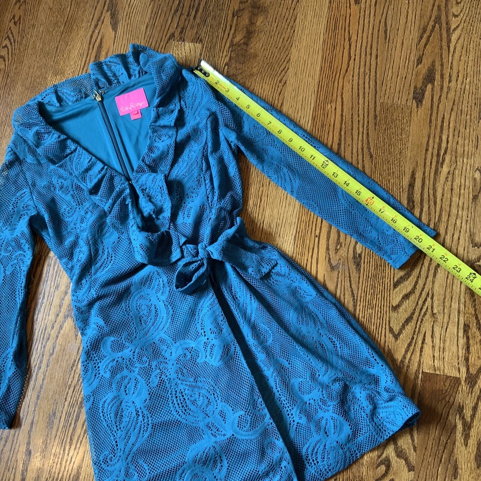 Lilly Pulitzer Tiki Lace Wrap Romper Crochet Sheer Lined Beach Boho Nautical S - Image 3 of 4