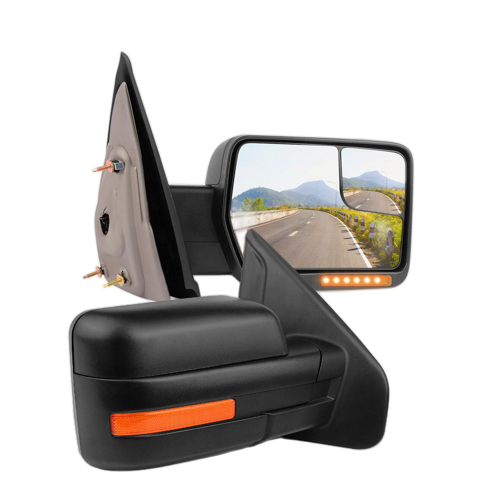 Pair Mirrors For 2004-2014 Ford F-150 Power Heated Puddle Turn Signal Light Pair