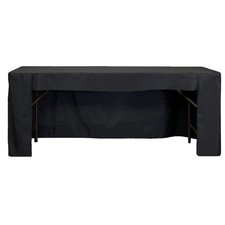 - 6 ft X 18 inch Fitted Open Back Polyester Rectangular Tablecloth - Black