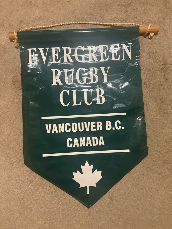 Vintage Evergreen Rugby Club Vinyl Banner Pennant Man Cave Sports Bar