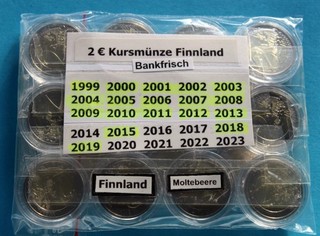 2 Euro Kursmünzen Finnland in Kapsel Bankfrisch