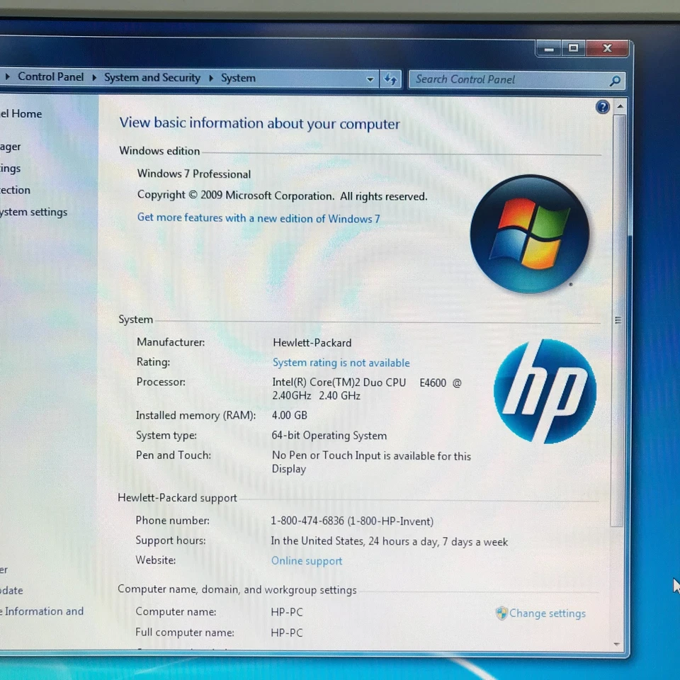 HP Compaq PC for Retro Gaming Core 2 2.40GHz 4GB RAM (Windows 7 64-Bit) - Image 3 of 4