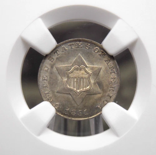 1851 Three Cent SILVER Piece **OBSOLETE** 3CS NGC MS65 Gem BU Unc ECC&C, Inc.
