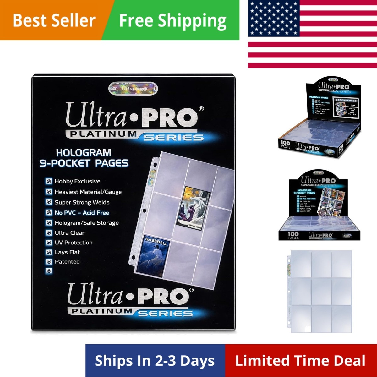 9 Pocket Pages Platinum Series - 100 Pages of Card Sleeves for Trading Card  B...