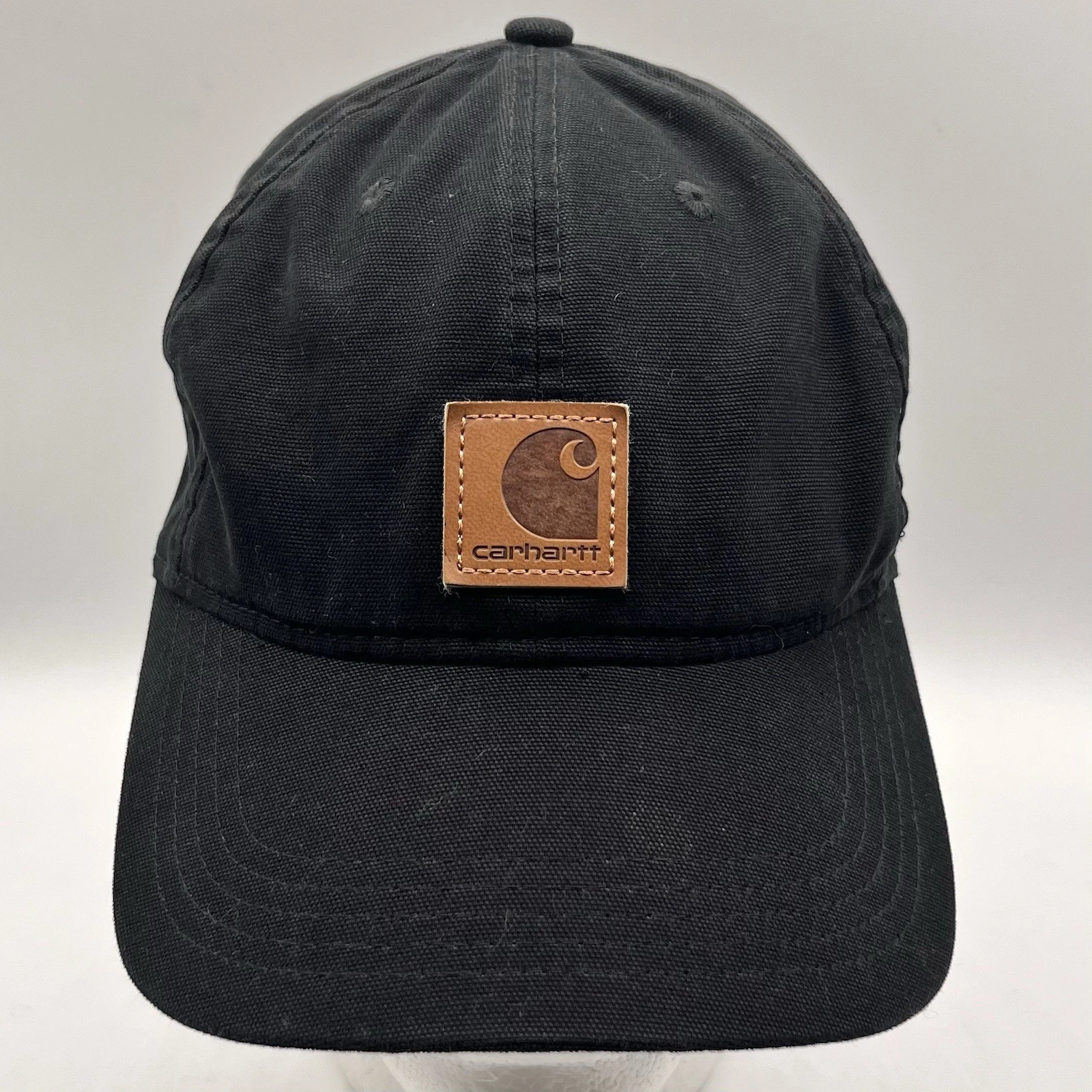 Carhartt Black Canvas Logo Patch Hat Strapback Adjustable Workwear Cap Durable