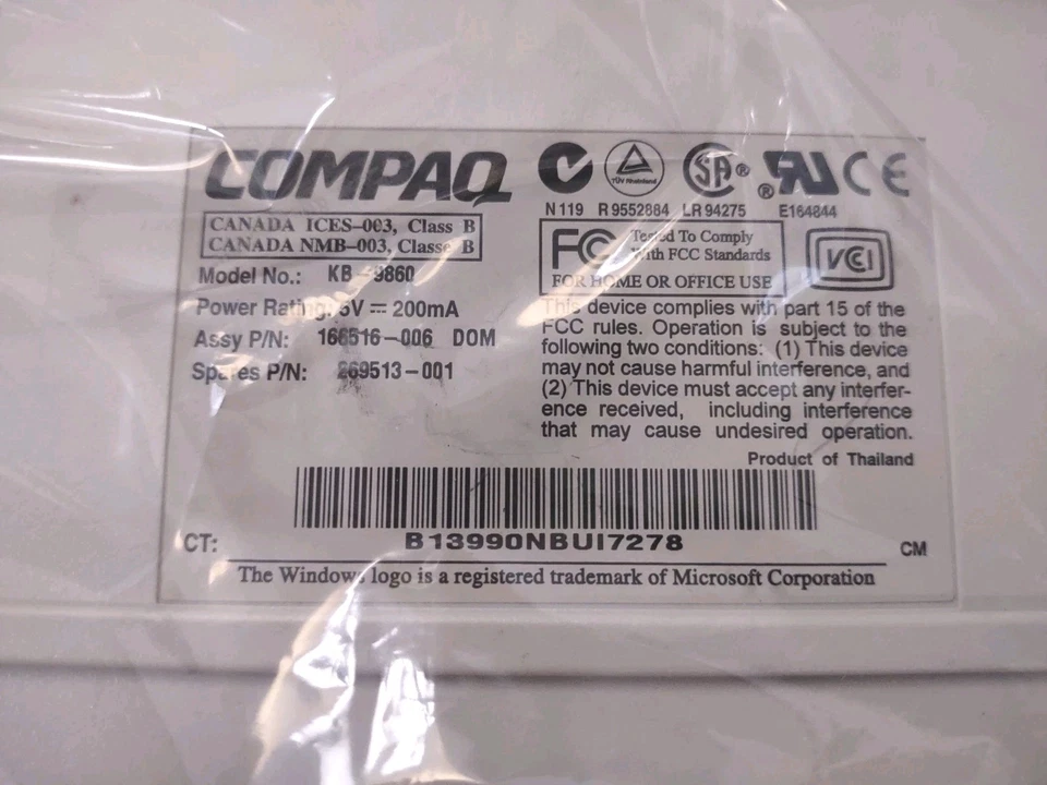 RARE VINTAGE COMPAQ KEYBOARD WINDOWS PS/2 166516-006 MODEL KB-9860 RM0-KBRK - Image 4 of 4