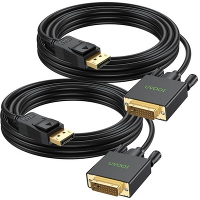 2 PCS DisplayPort To DVI Cable 10 Ft DP To DVI Cord Male To Male PC TV
