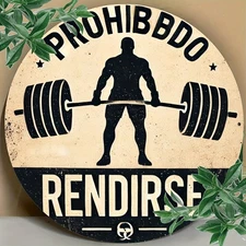 Vintage Weightlifting Warning Sign Gym Decor Aluminum 7.87x7.87