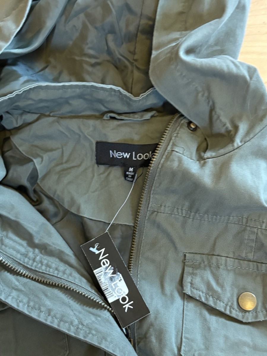 NEW NEW LOOK military Green Utility Jacket With Hoodie Size S