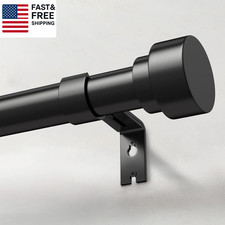 Heavy Duty Curtain Rods for Windows 28 to 48 Inch, 1 Inch Adjustable Black Curta
