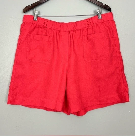 J. Jill Love Linen Shorts Women’s Size L Pull On Elastic Waist Patch Pockets