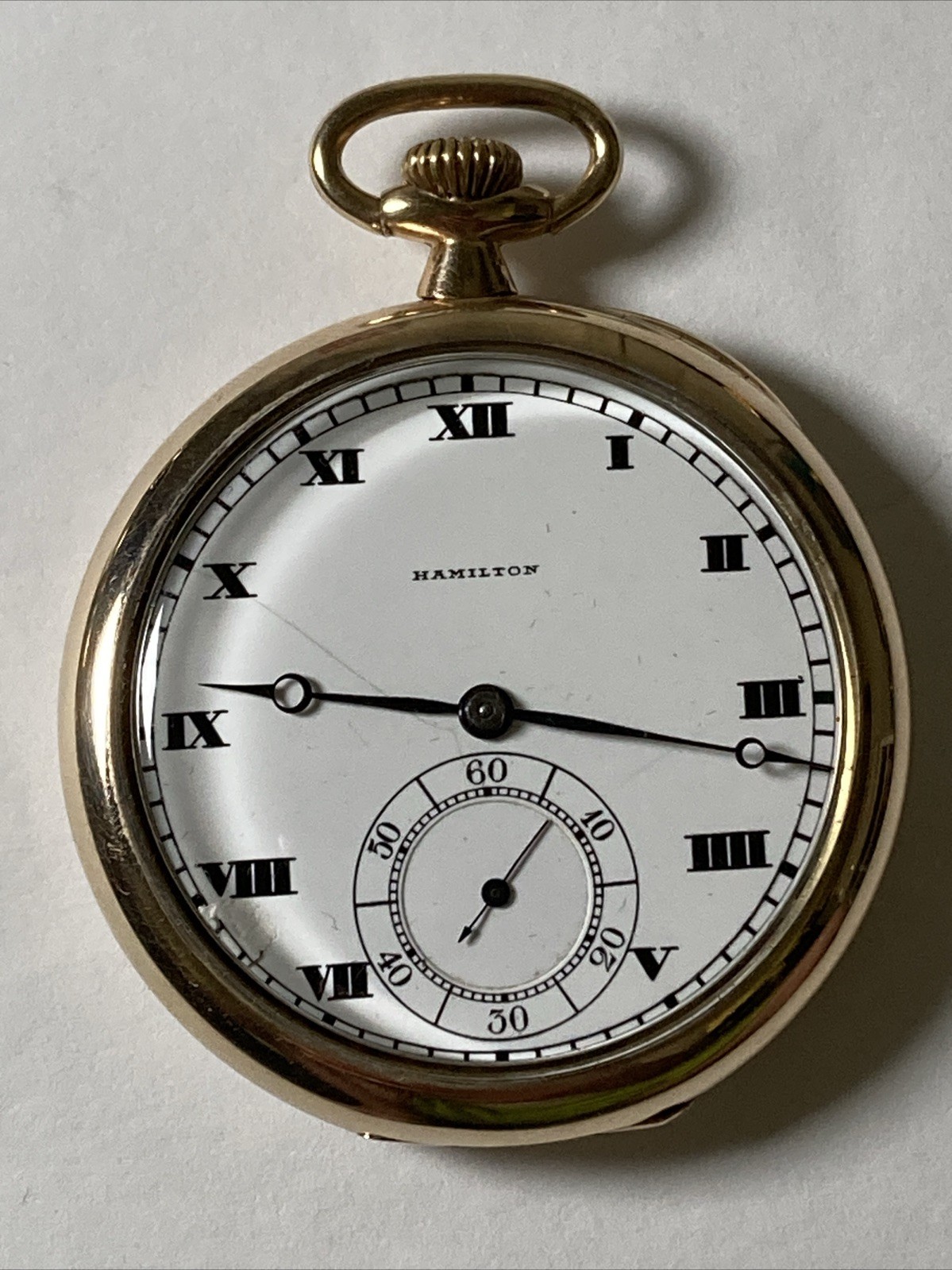 Non-monogramed Hamilton 910 12s 17j Gold Filled Pocket Watch - Runs(See Pics)