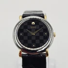 Seiko Watch Women 24mm Two Tone Black Checker Dial Round 2c20-0370 New Battery