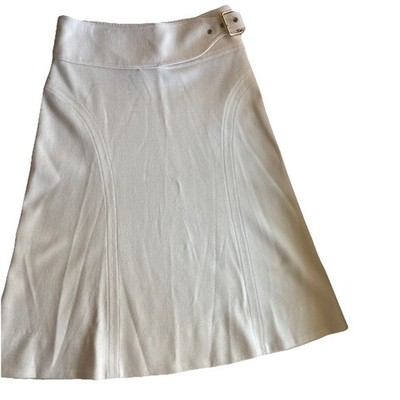Tory Burch Ivory Wool Blend A Line Ivory  Belted Knit Skirt Sz XS