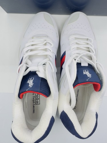Polo Ralph Lauren Court Mid Pro Sneaker Rosso Bianco e Blu Scarpe Uomo Taglia 13Nuove con scatola - Foto 10 di 13