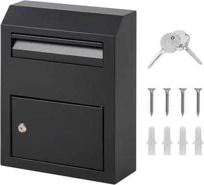Wall-Mounted Storage Collection Delivery Mailbox Postbox w Top Slot Locking&Key