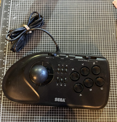 SEGA Genesis 6 Button Arcade Stick MK-1627 Turbo Wired Fighting Pad Black