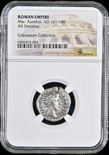 Roman Empire Marcus Aurelius AR Silver Denarius AD 161-180 NGC CERTIFIED GENUINE
