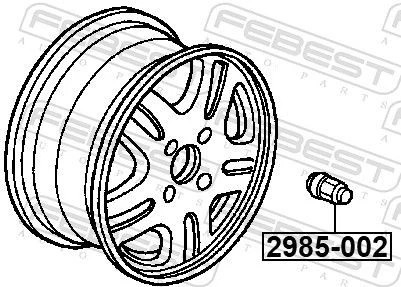 2985-002 WHEEL NUT FEBEST 16PCS FOR FORD FOCUS III,S-MAX,C-MAX II,GALAXY II - Picture 3 of 6