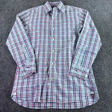 Bonobos Button Down Mens 15/33 Purple Teal Plaid Slim Fit Wrinkle-Free Shirt