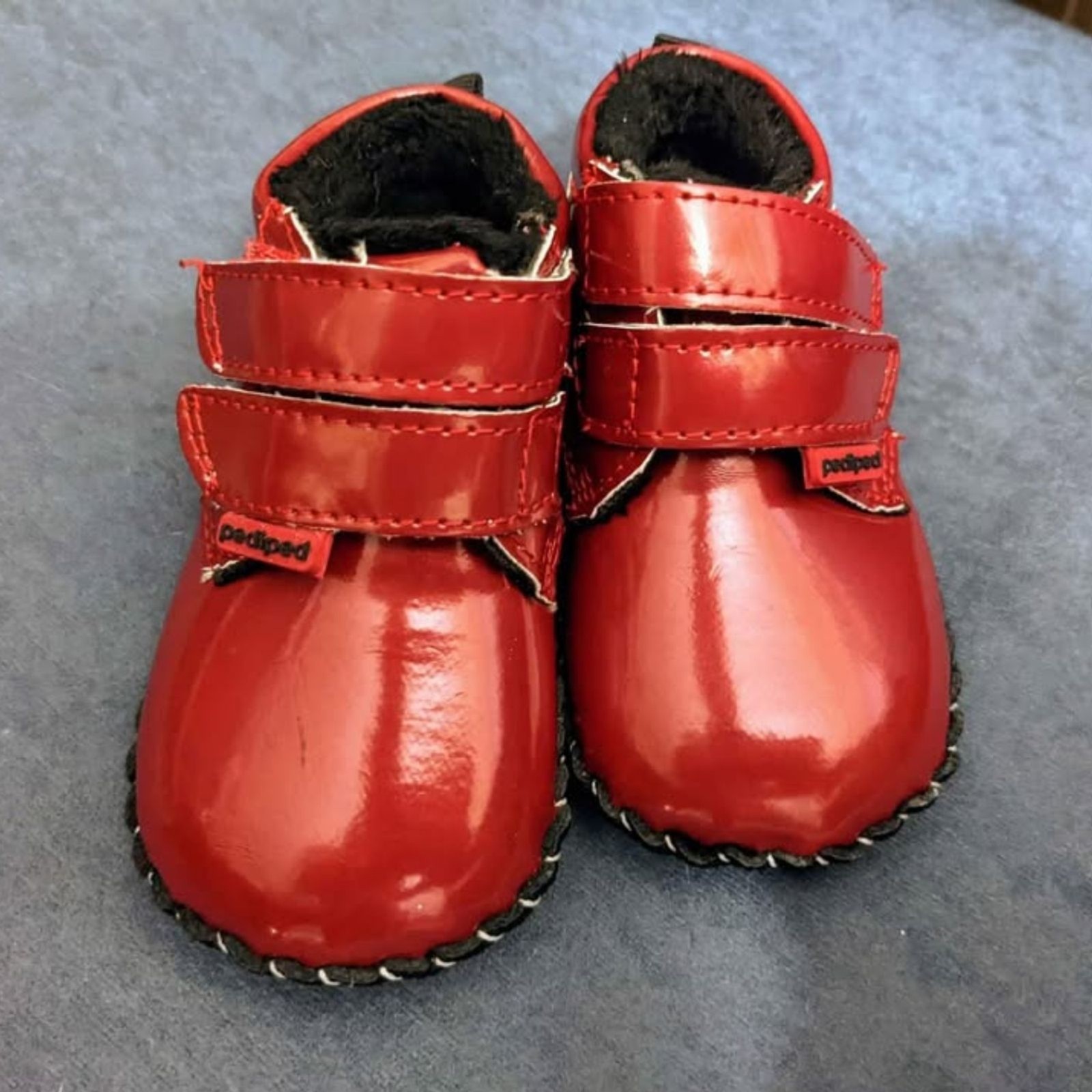 Pediped Lionel Red Patent Leather Baby Boots 6&ndash;12M Soft Sole Shoes