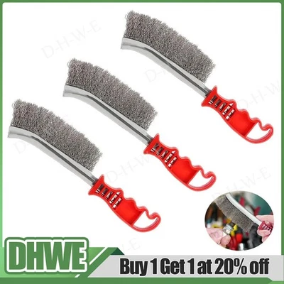 3X Heavy Duty Wire Hand Brush Stainless Steel Bristles Rust Paint Metal Removal - Image 1 of 4