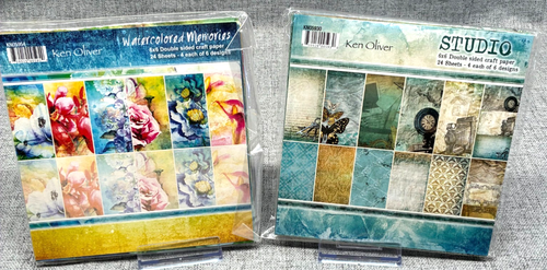 Ken Oliver Cardstock 6x6 Watercolor Memories + Studio Double Sided Lot of Two