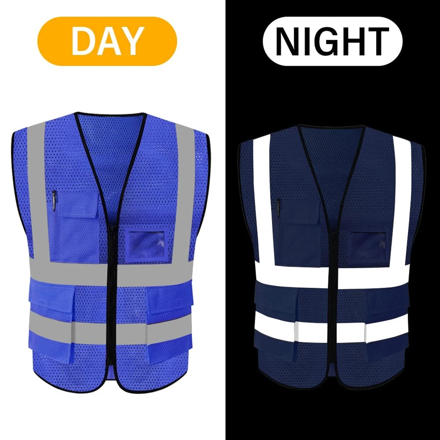 HYCOPROT High Visibility Mesh Safety Reflective Vest with Pockets and Zipper,... image 5