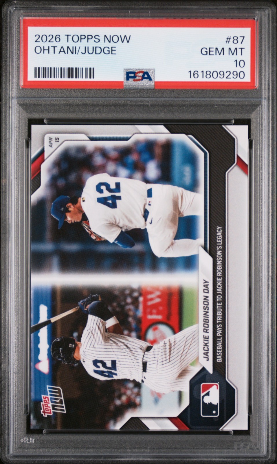 Topps Now 2026 Jackie Robinson Day #87 Aaron Judge Shohei Ohtani PSA 10 42