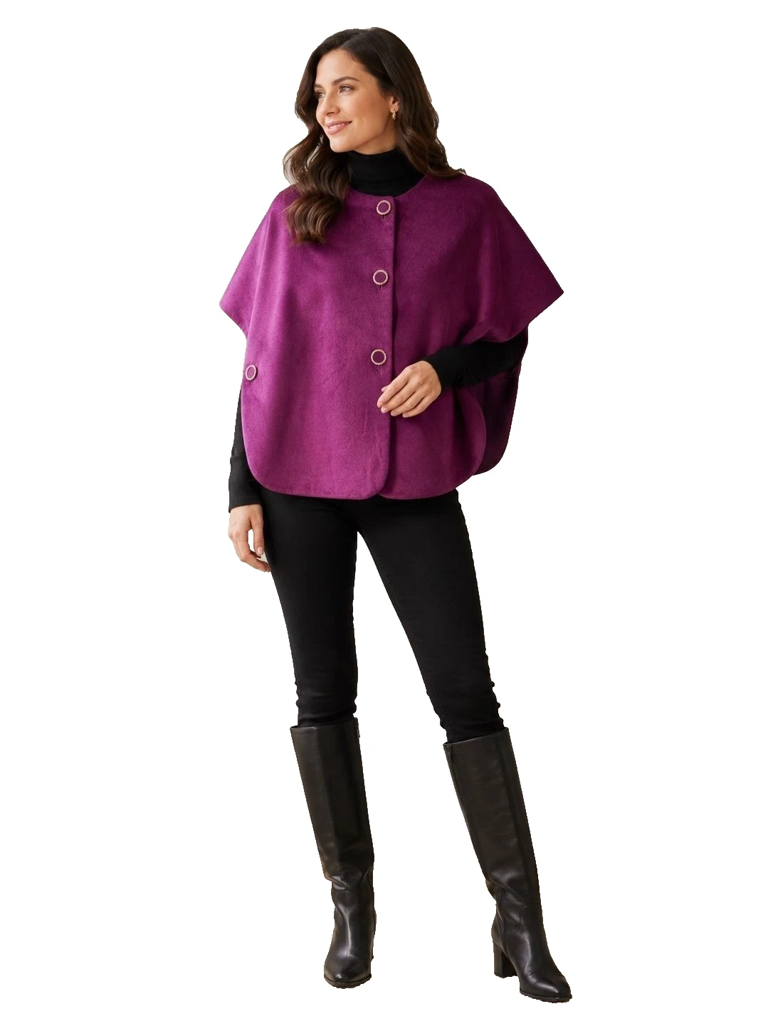 Talbots Purple Wool Blend Capelet Poncho Cape Size Medium