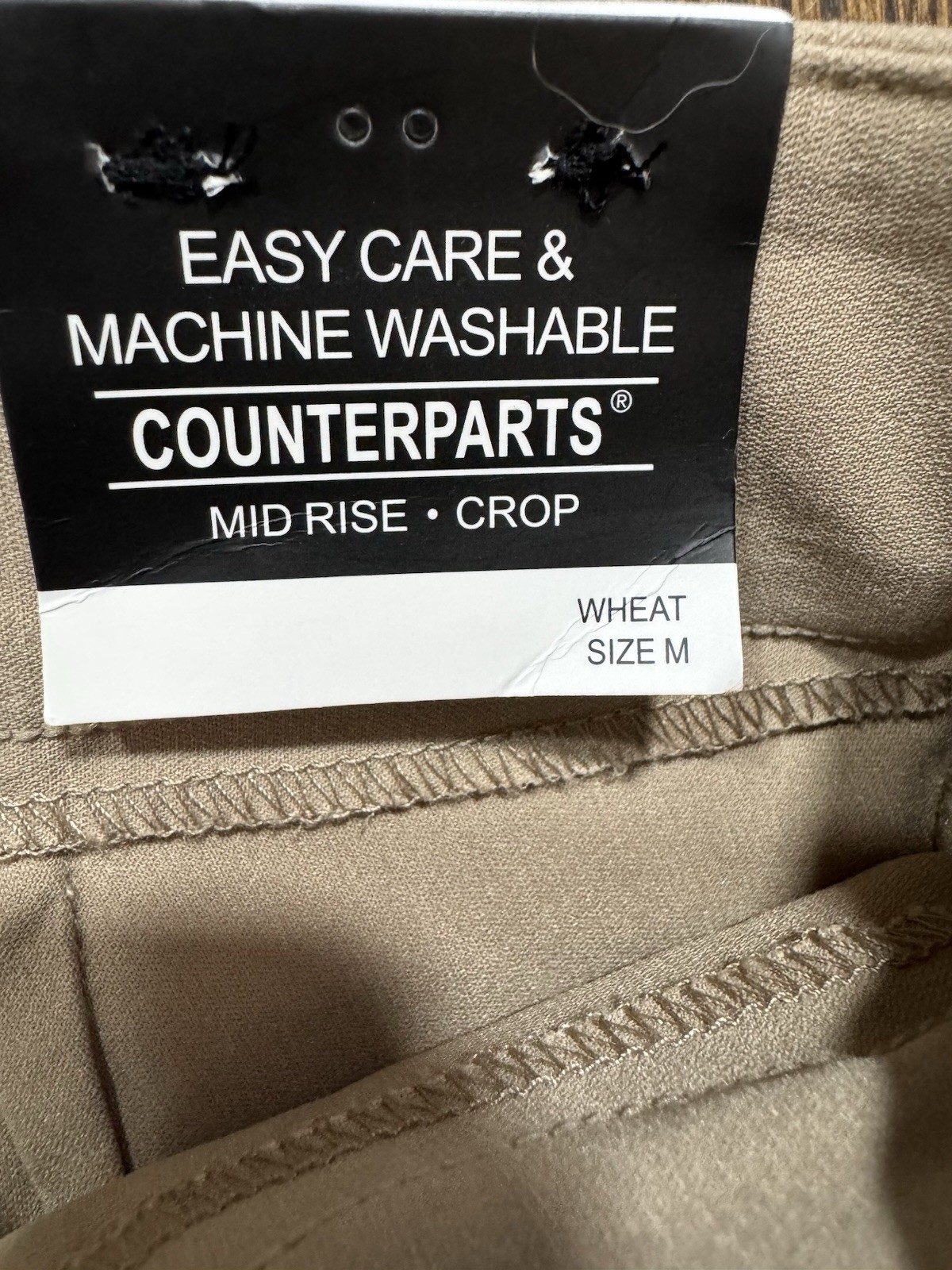 Counterparts Pants Mid Rise Crop Pull on Size M (W30xL22) Luxe Stretch Tan NWT