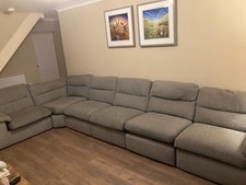 sofa used excellent condition oak furniture land grey fabric modular corner