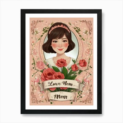 Love Mom 1 Kunstdruck gerahmt Wandbild Poster Leinwanddruck Bild