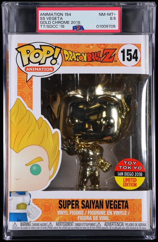 PSA 8.5 Funko Pop! Animation Dragon Ball Z Super Saiyan Vegeta Gold Chrome 154