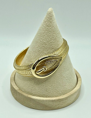 Vintage Avon Gold Tone Buckle Clamper Bracelet Textured Woven Style