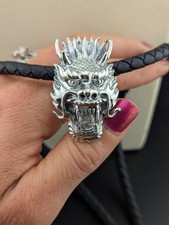 Große Sterling Silber Drachen Plättchen 20 Zoll Halskette