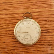 Elgin Pocket Watch 28s Model 3, 15J, ca 1940 in Elgin National Watch Co Case