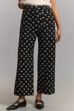Maeve Colette Cropped Wide Leg Pants Women s 28 Ponte Floral Viscose High Waist