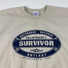 Vintage Mall Of America Sweatshirt Mens Large Beige Survivor Crewneck Fleece