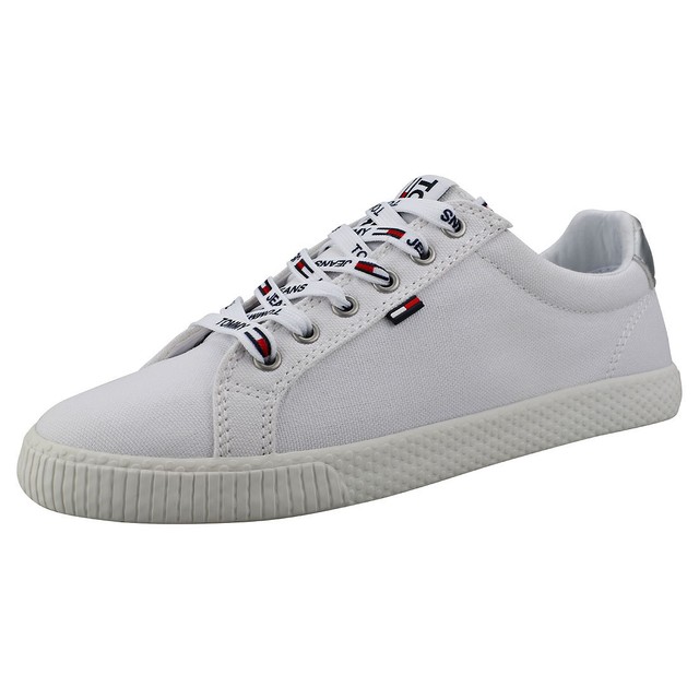 tommy hilfiger white canvas trainers