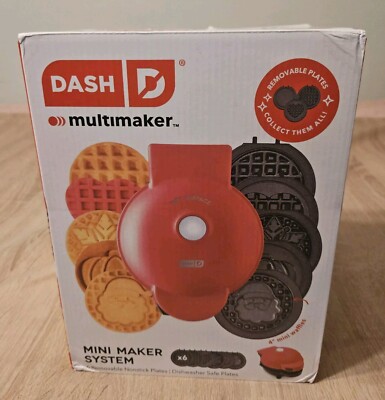 Dash MultiMaker  Mini System Holiday Waffle Maker with 6 Removable Plates-NEW