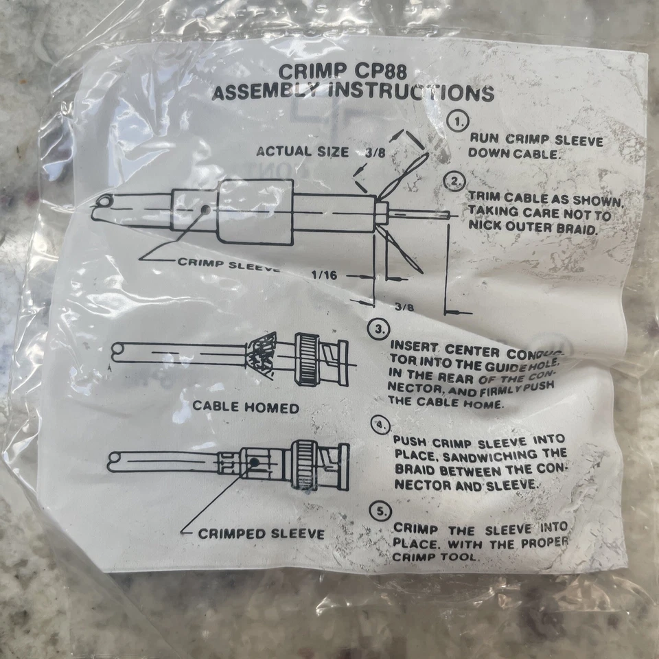 Cambridge BNC 压接连接器 CP89-4 RG59,62 2 件插孔(数量 10) — 第 3/3 张图片